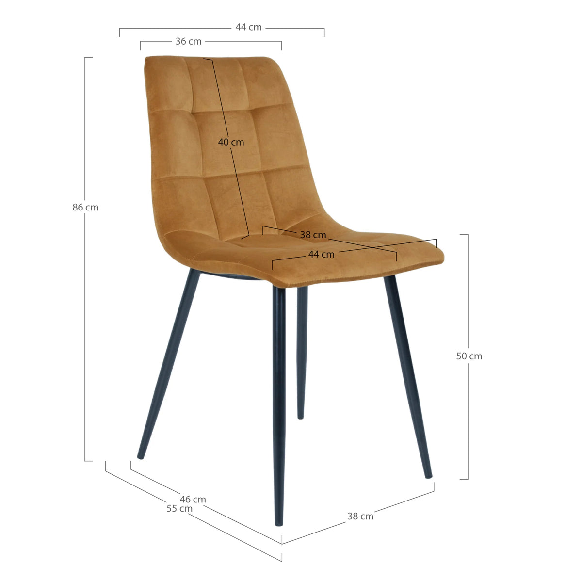 House Nordic, Middelfart Matstol Sammet Senapsgul – set om 2