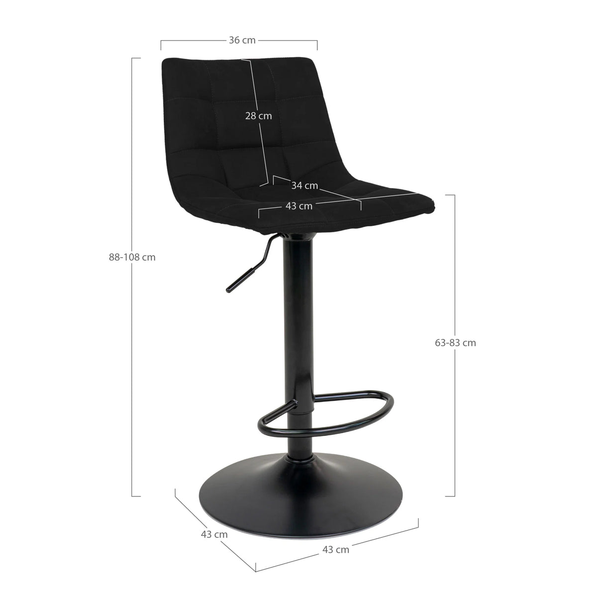 House Nordic, Middelfart Barstol Sammet Svart – set om 2