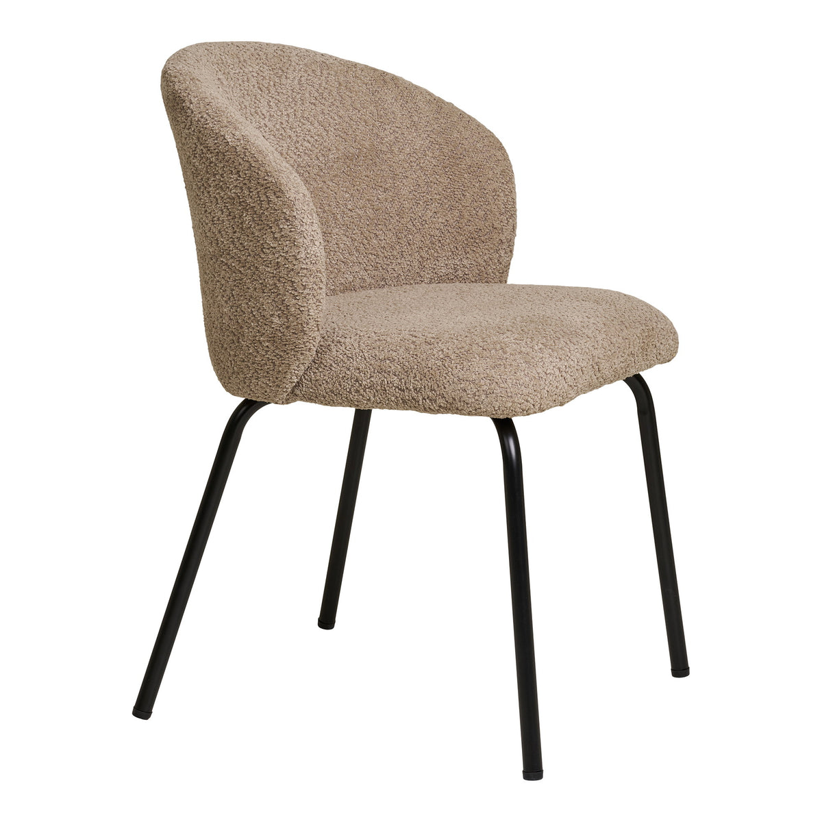 House Nordic, Safira Matstol Bouclé Beige med Svarta Ben – set om 2