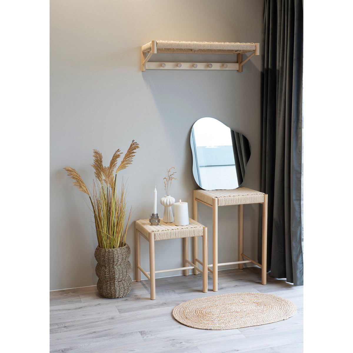 House Nordic, Abano Barstol Poppel Natur med Flätad Sits Sitthöjd 66,5 cm