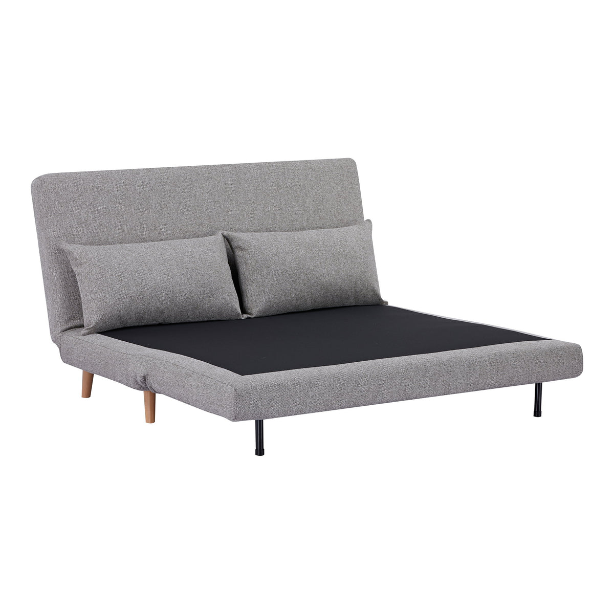 House Nordic, Marlow 2-sits Bäddsoffa Grå med Naturfärgade Ben