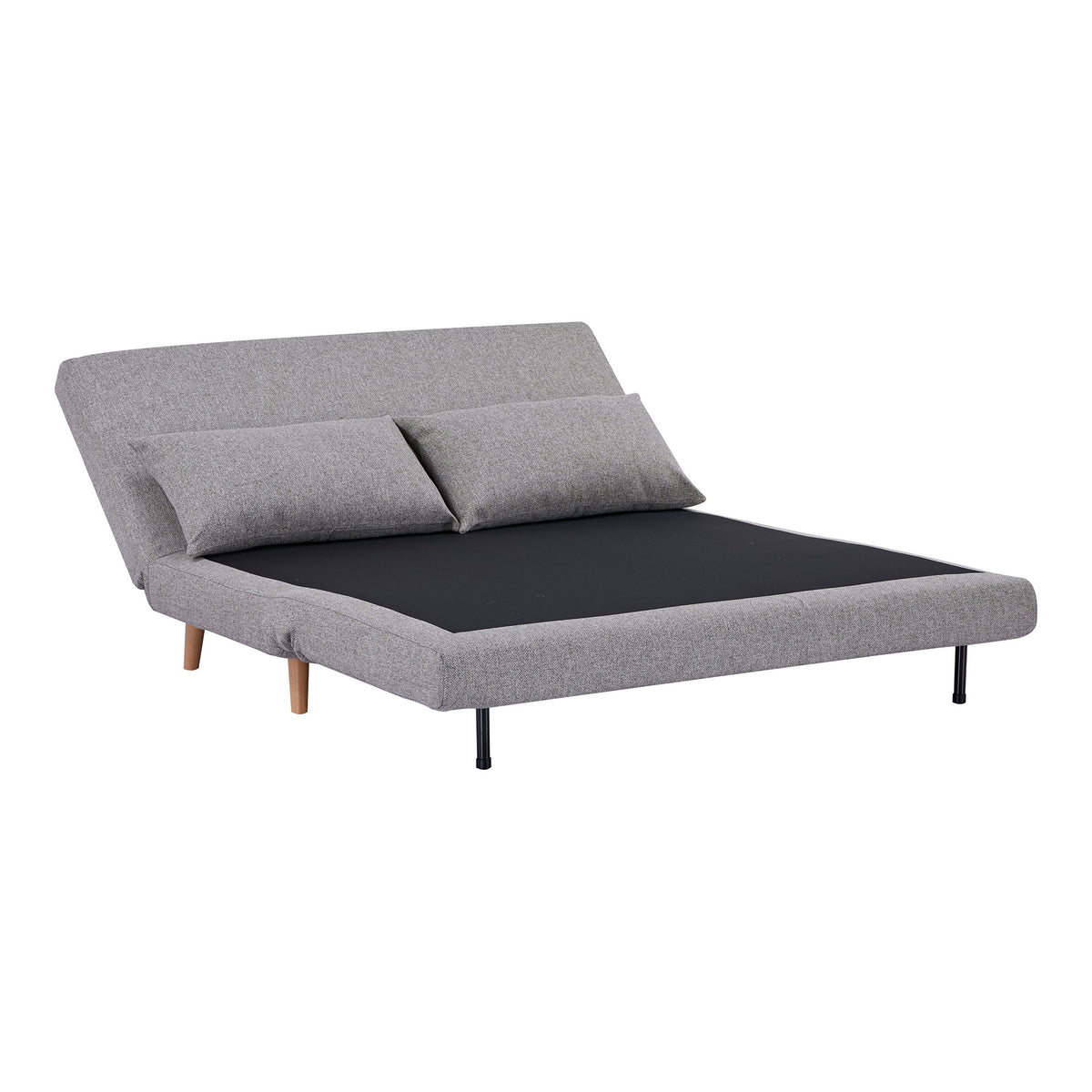 House Nordic, Marlow 2-sits Bäddsoffa Grå med Naturfärgade Ben