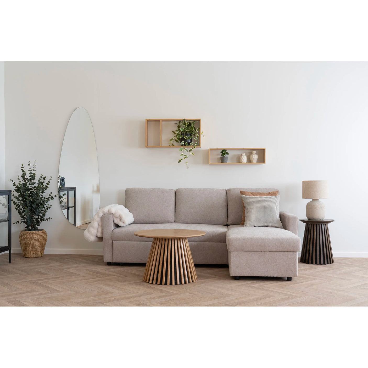 House Nordic, Belfast Bäddsoffa med Schäslong Mörk Sand