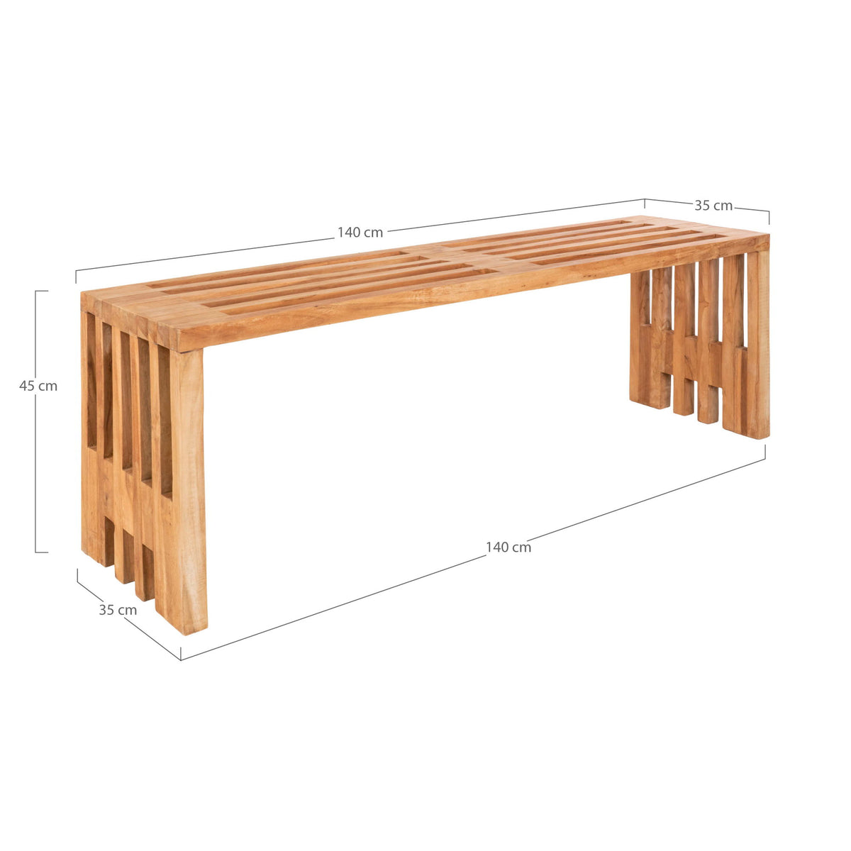 House Nordic, Benidorm Bänk Teak Natur 140 cm