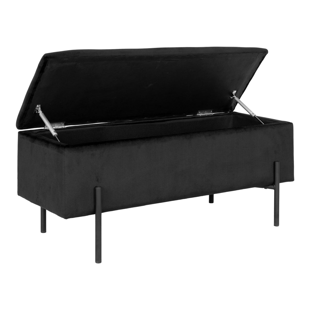 House Nordic, Watford Bänk med Förvaring Sammet Svart 95 cm