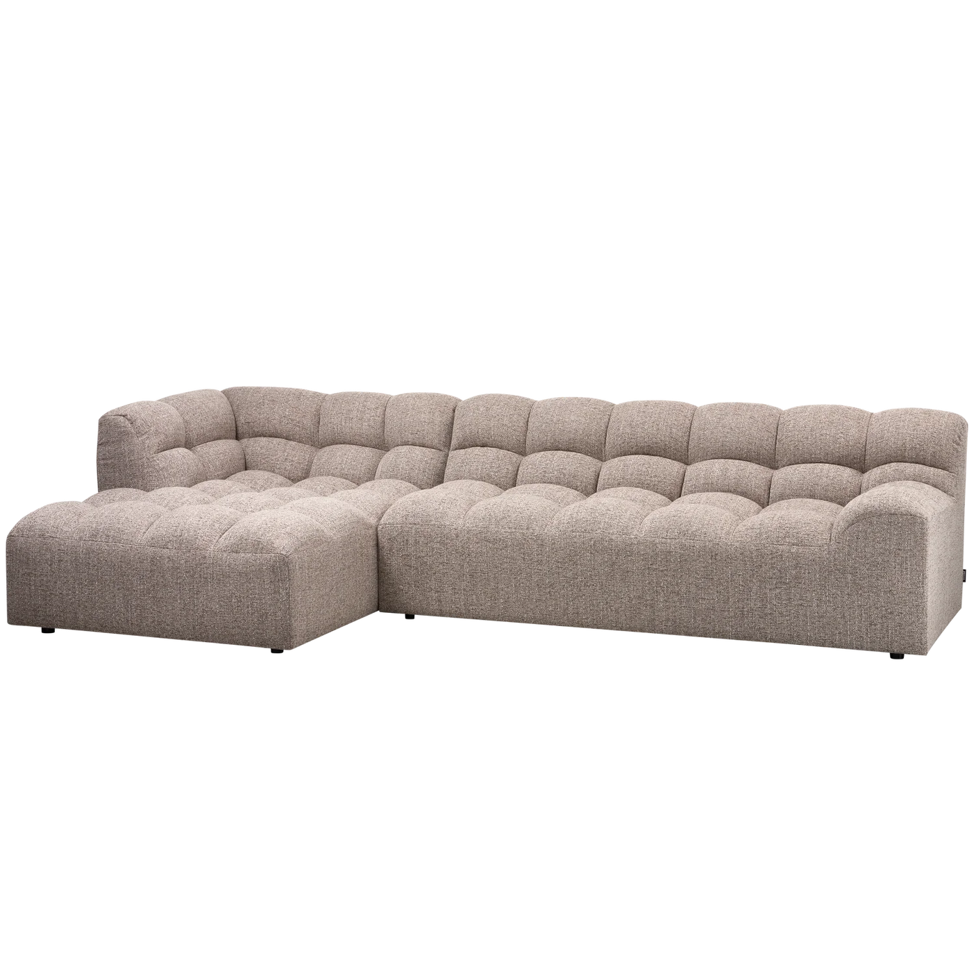 WOOOD, Allure schäslongsoffa vänster vävd brun melange