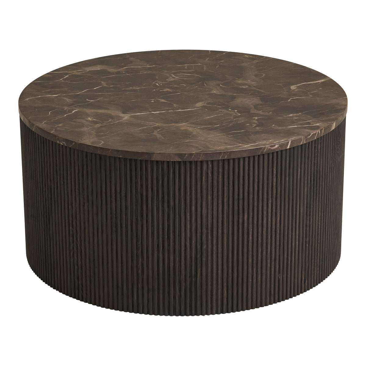 House Nordic, Rota Runt Soffbord Marmorlook Mörkbrun Ø80 cm
