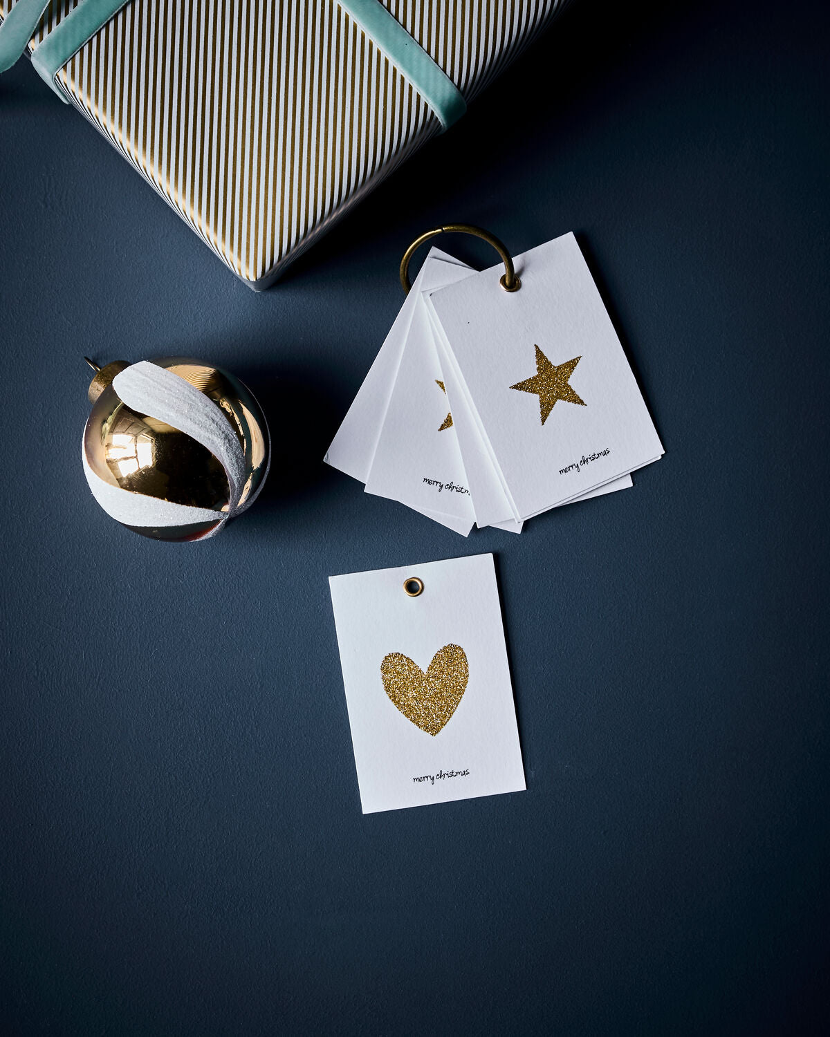 Presentetiketter, HDGlitr, Vit, Gyllen