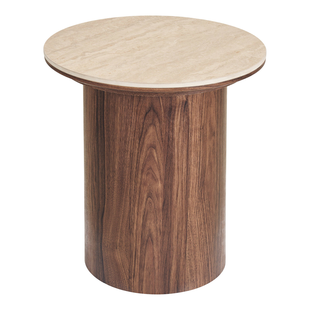 House Nordic, Delphi Sidobord Keramik Travertin / Mörkbrun Ø45 cm