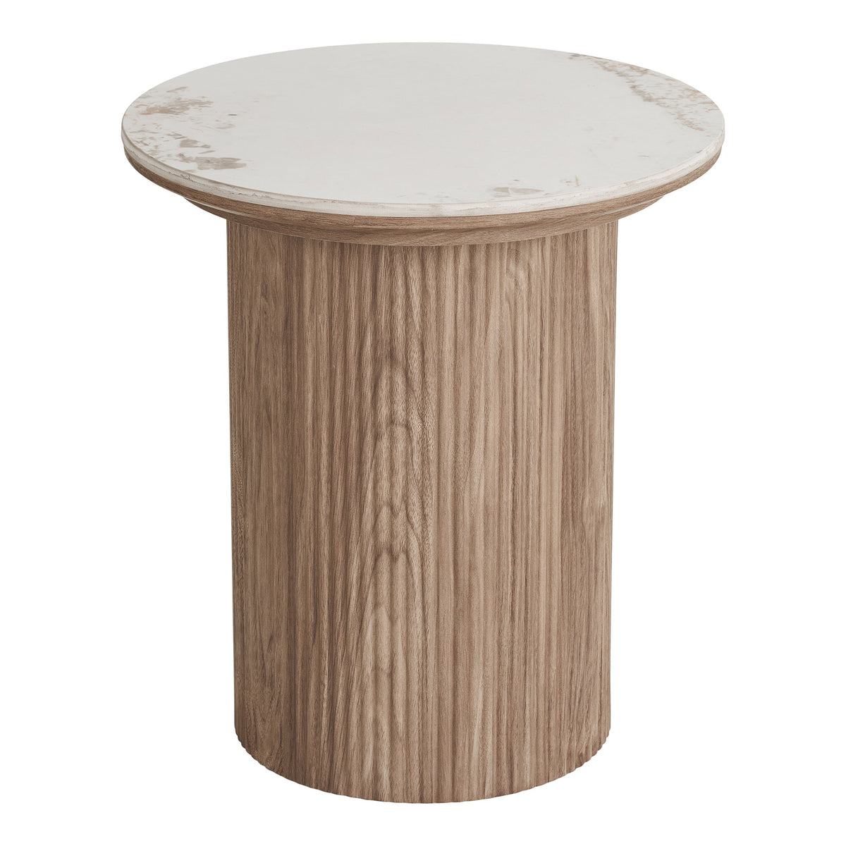 House Nordic, Athens Sidobord Keramik Vit / Brun Ø45 cm
