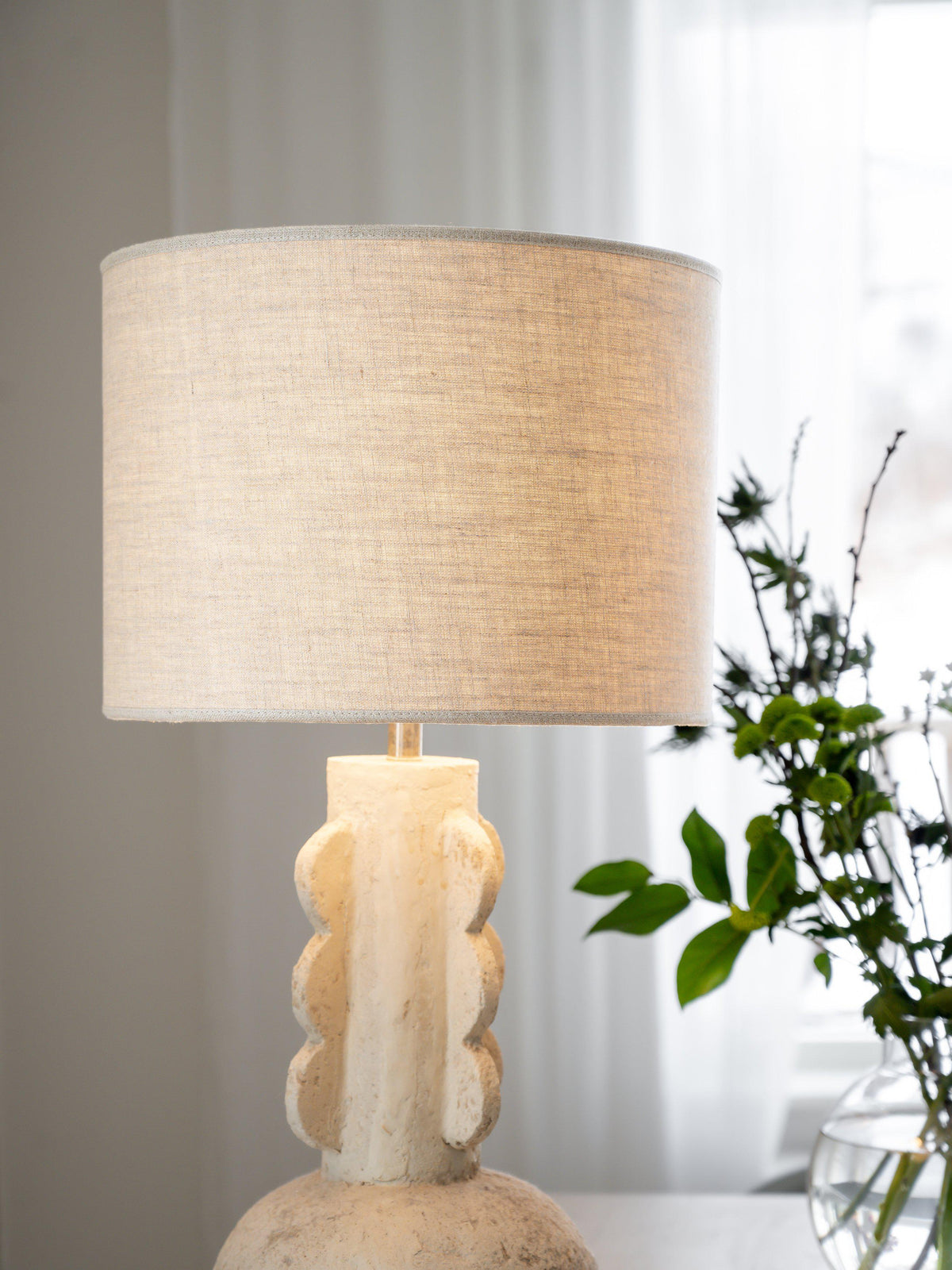Sara Lampskärm – Lin natur/vit 35 cm