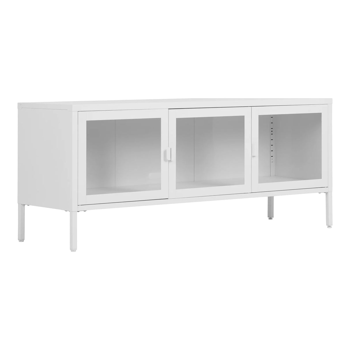 House Nordic, Brisbane TV-bänk 130 cm med 3 Glasdörrar – Vit