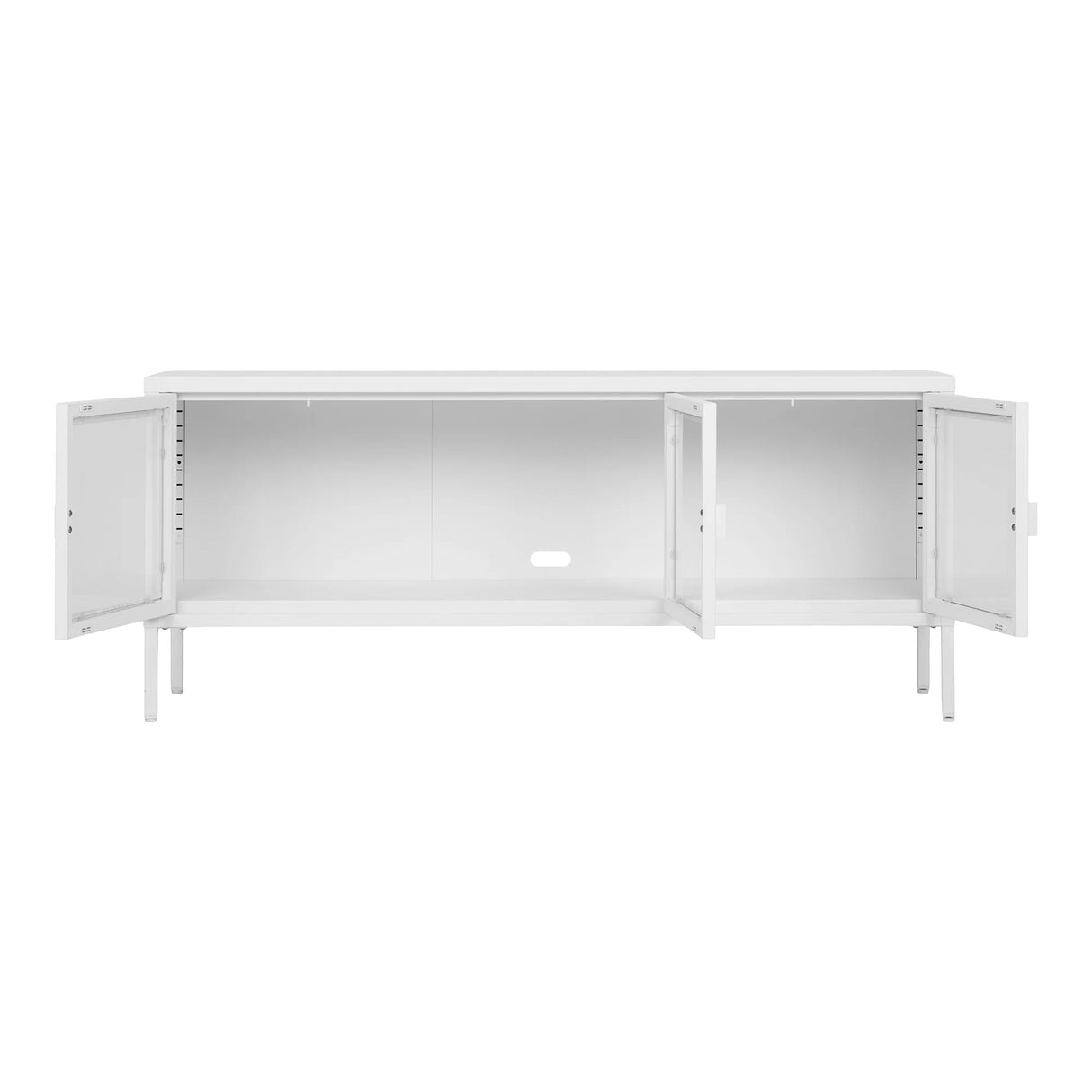 House Nordic, Brisbane TV-bänk 130 cm med 3 Glasdörrar – Vit