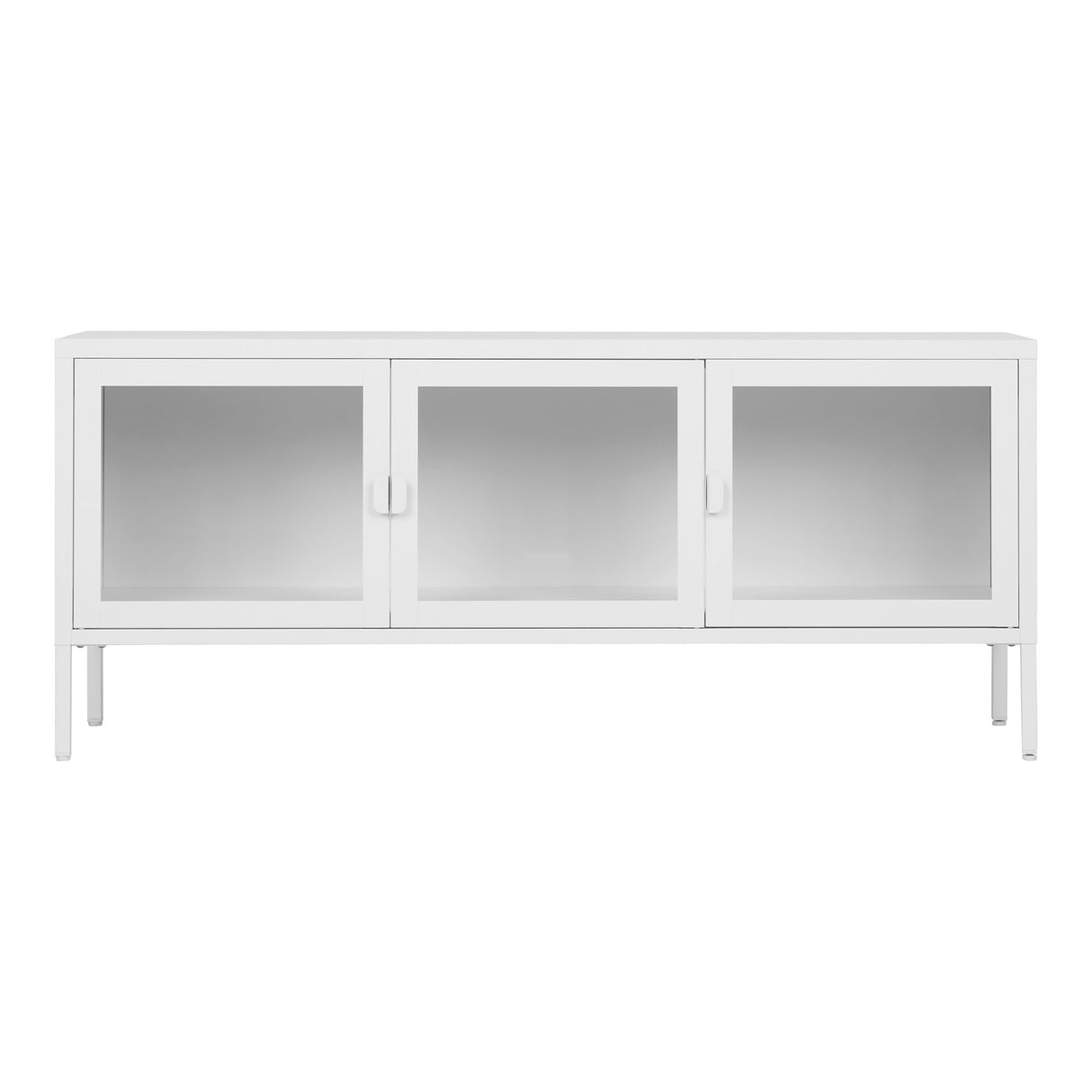 House Nordic, Brisbane TV-bänk 130 cm med 3 Glasdörrar – Vit