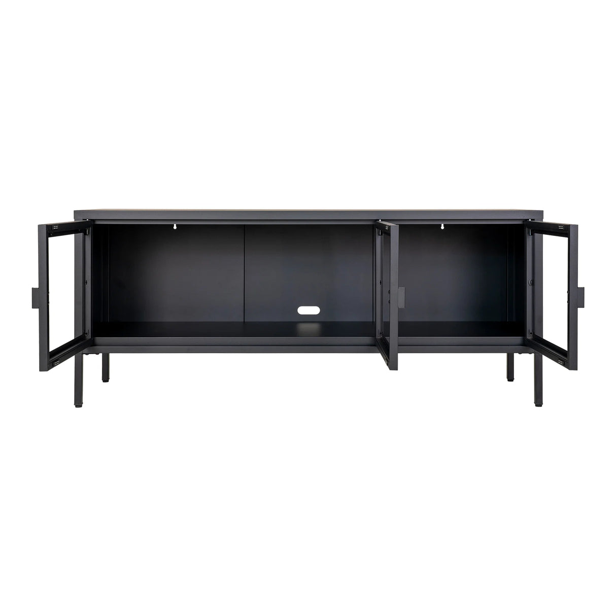 House Nordic, Brisbane TV-bänk 130 cm med 3 Glasdörrar – Svart