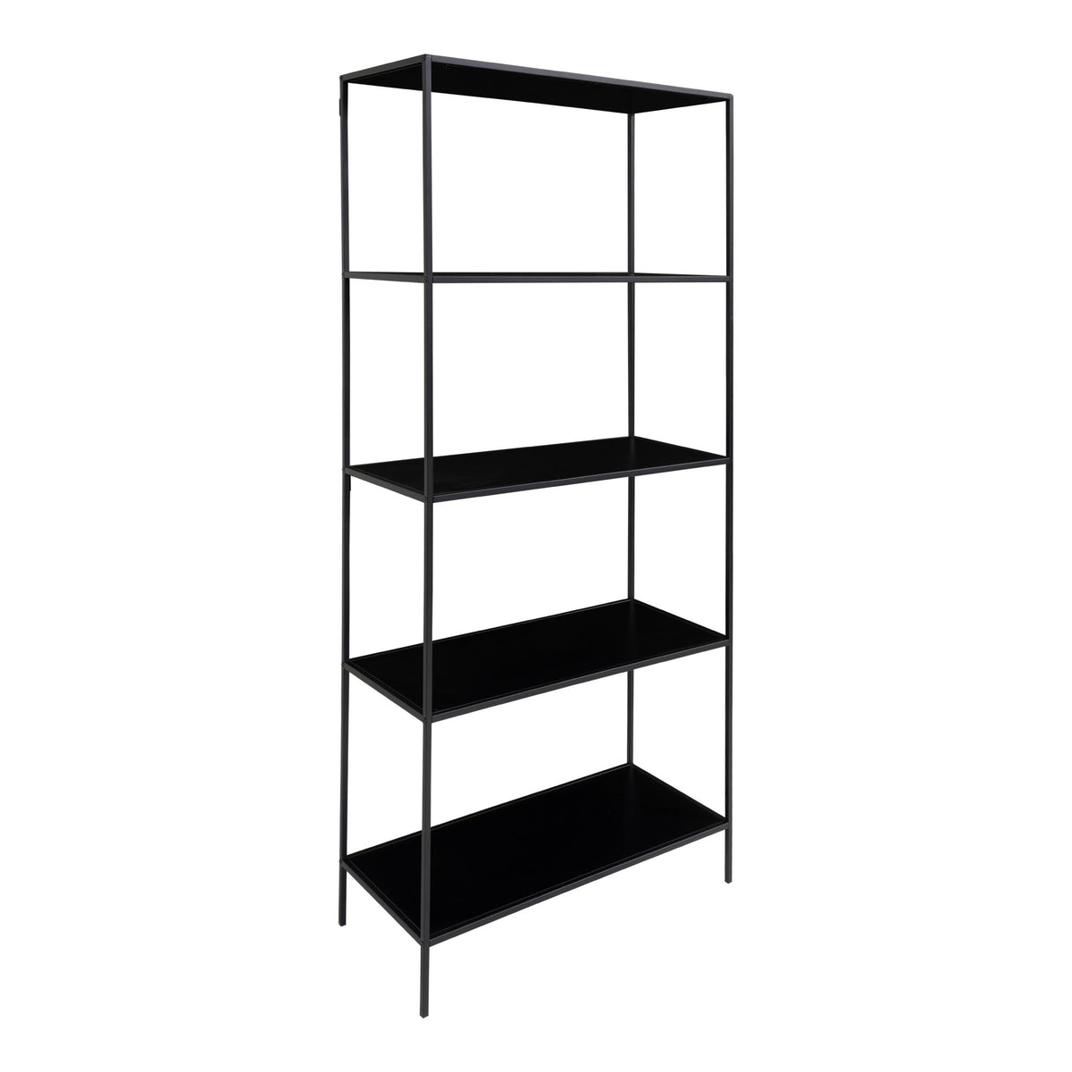 House Nordic, Vita Bokhylla Svart 5 Hyllplan 170 cm