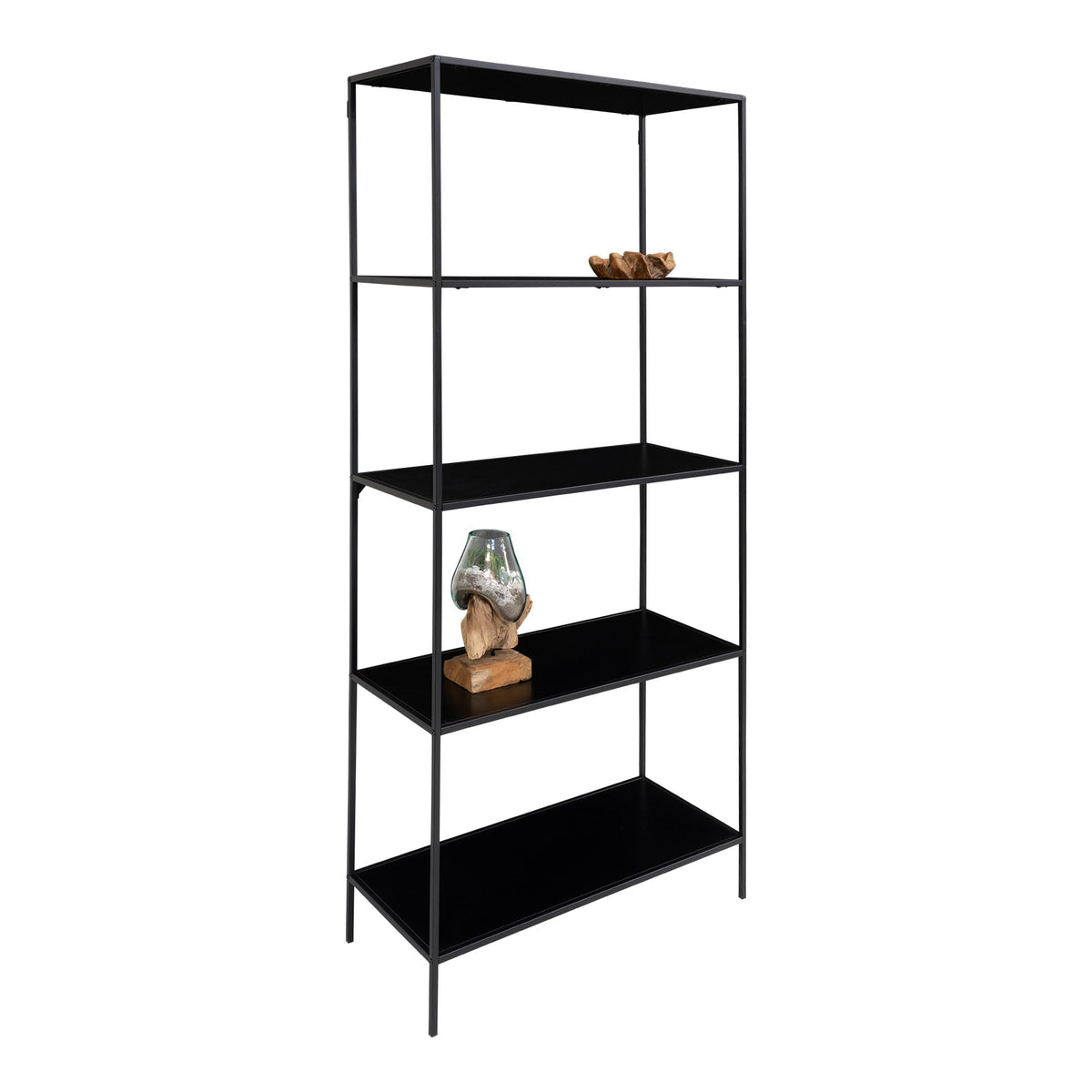 House Nordic, Vita Bokhylla Svart 5 Hyllplan 170 cm