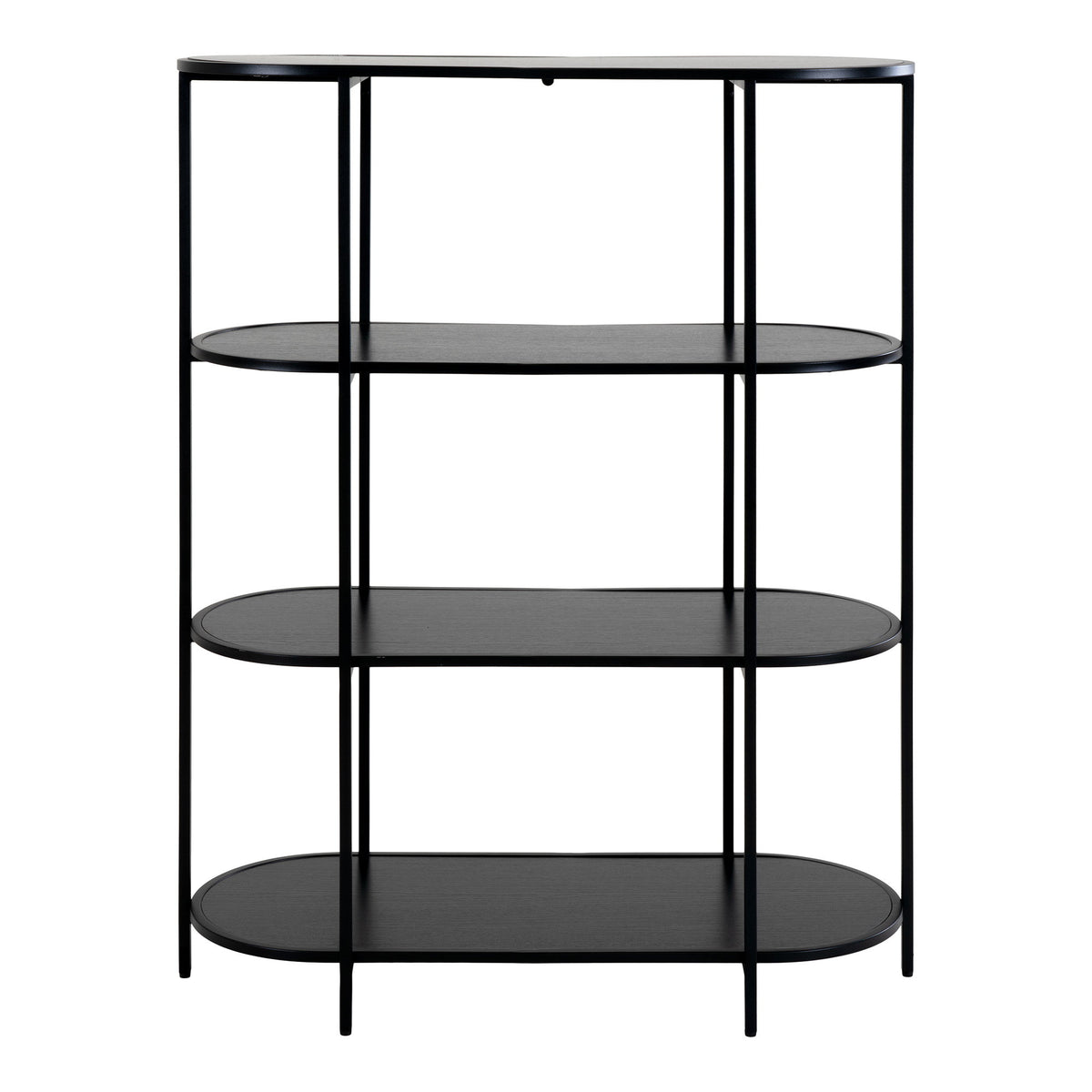 House Nordic, Vita Oval Bokhylla Svart 4 Hyllplan 111 cm