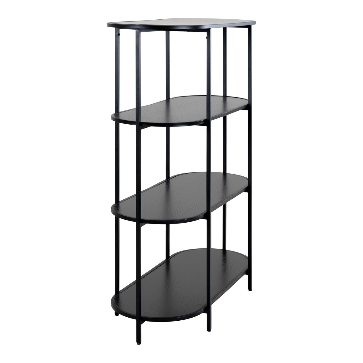House Nordic, Vita Oval Bokhylla Svart 4 Hyllplan 111 cm