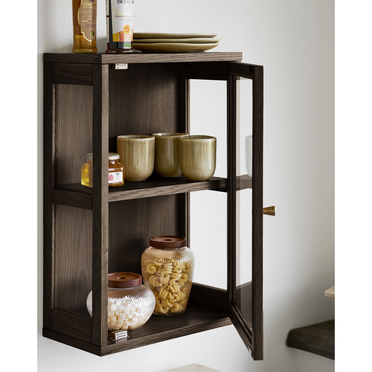 House Nordic, Zamora Vägghängt Vitrinskåp Ek Mörkbrun 60 cm