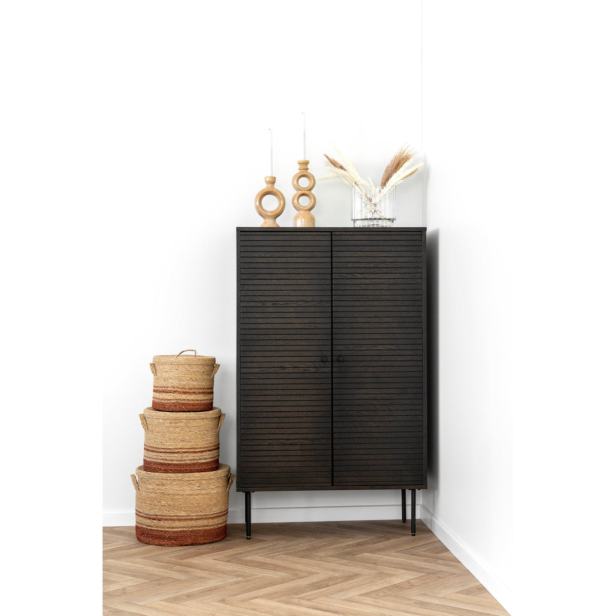 House Nordic, Kyoto Highboard Ekfaner Rökt 2 Dörrar 130 cm