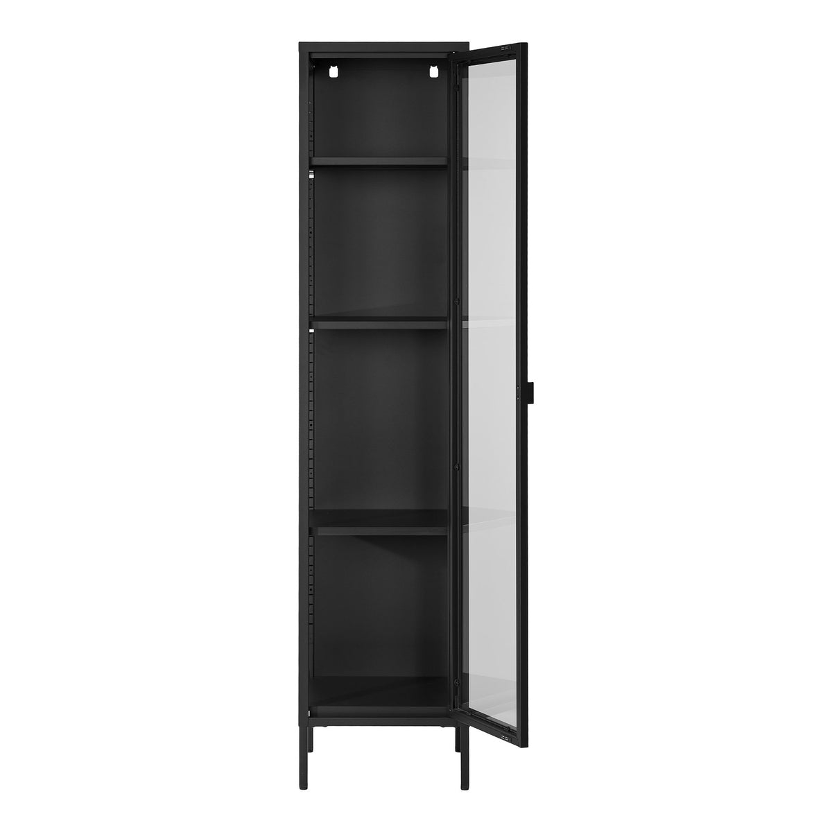 House Nordic, Brisbane Smalt Vitrinskåp Stål Svart 1 Glasdörr 180 cm