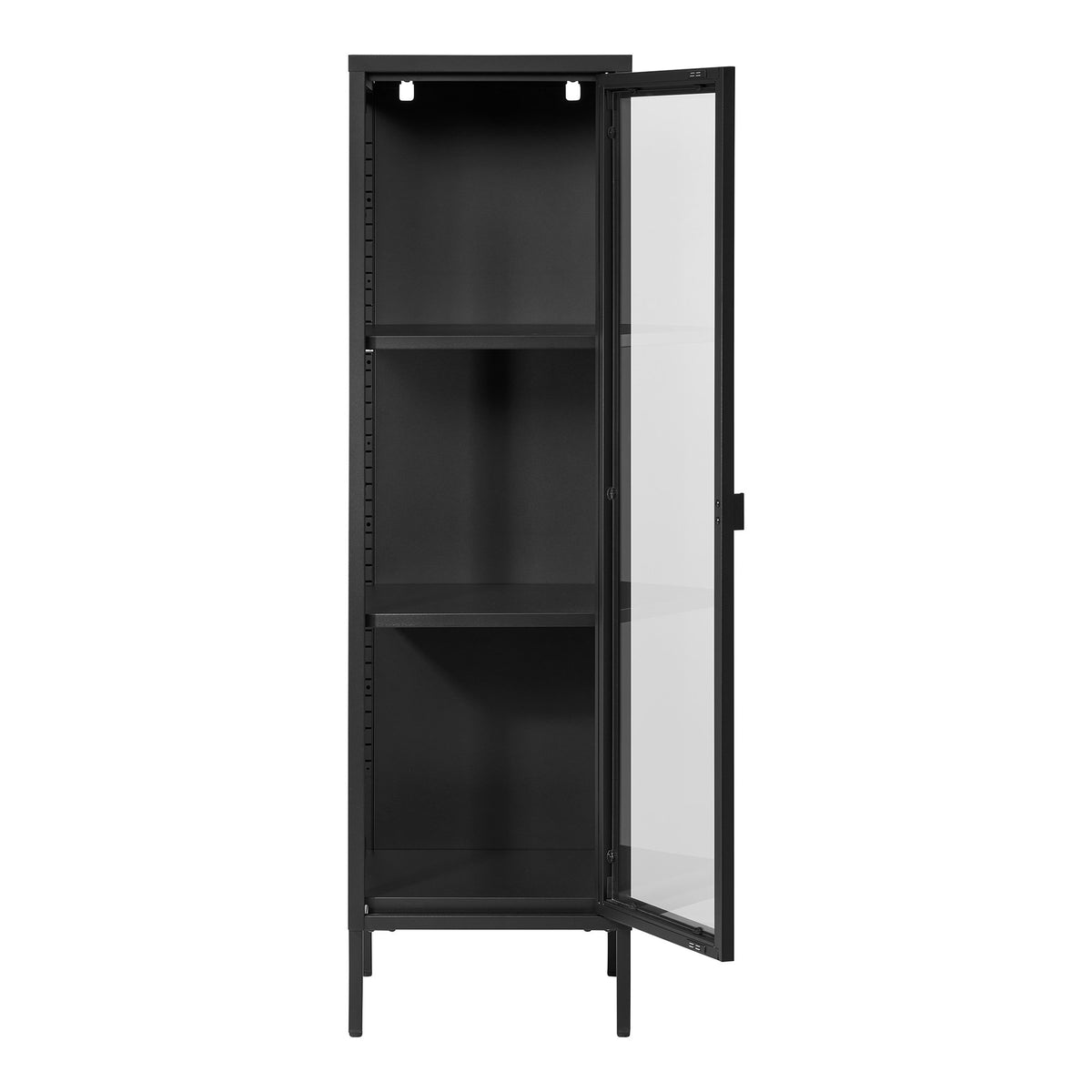 House Nordic, Brisbane Smalt Vitrinskåp Stål Svart 1 Glasdörr 140 cm