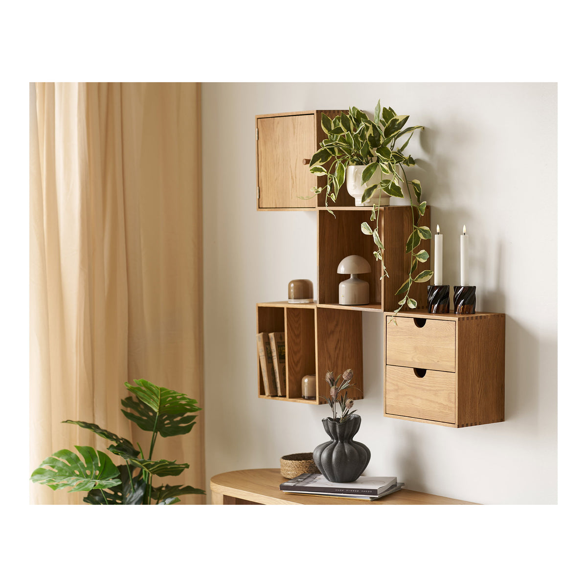 House Nordic, Townsville Vägghylla med Lådor Ek Natur 30 cm