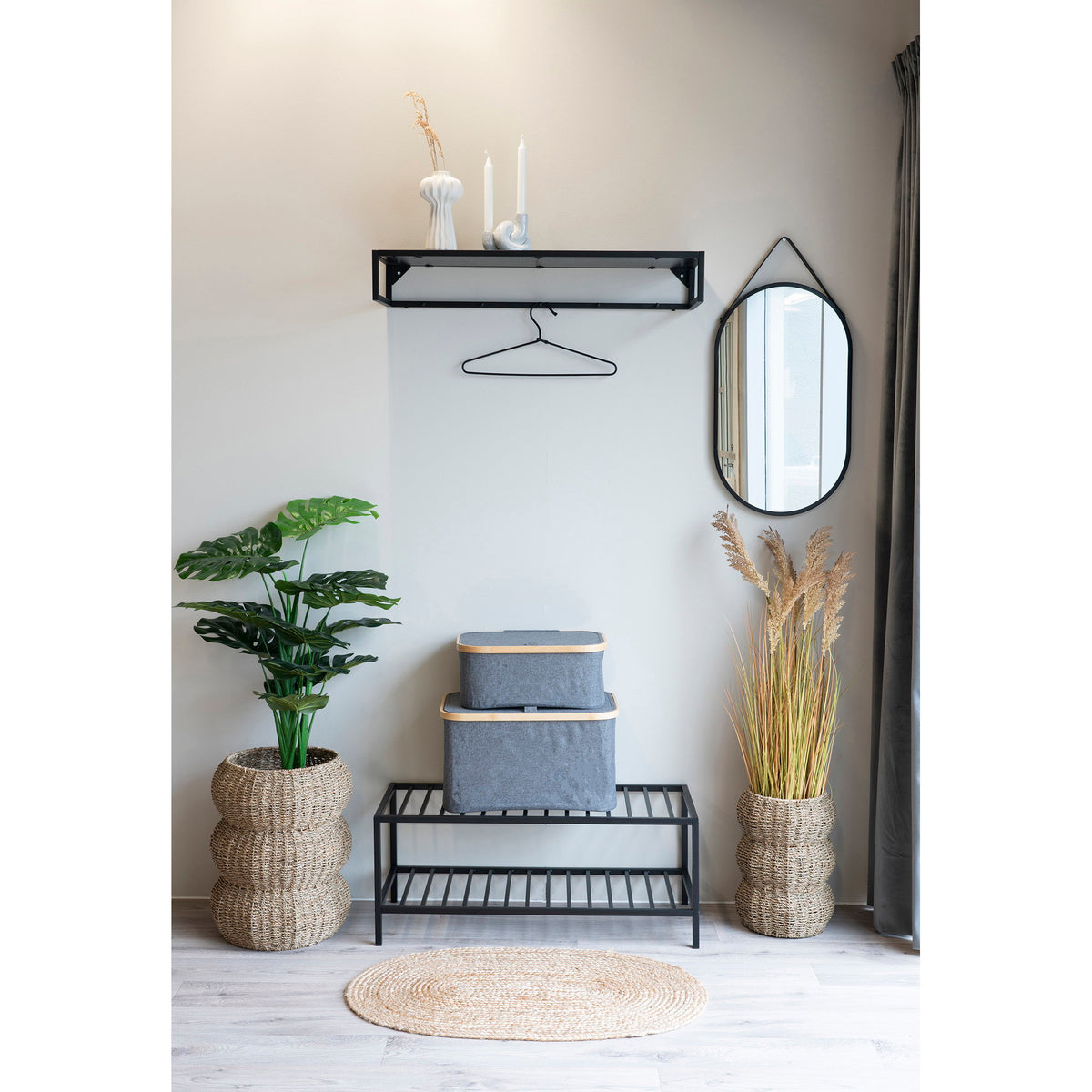 House Nordic, Vita Skohylla Stål Svart 2 Hyllplan 79 cm
