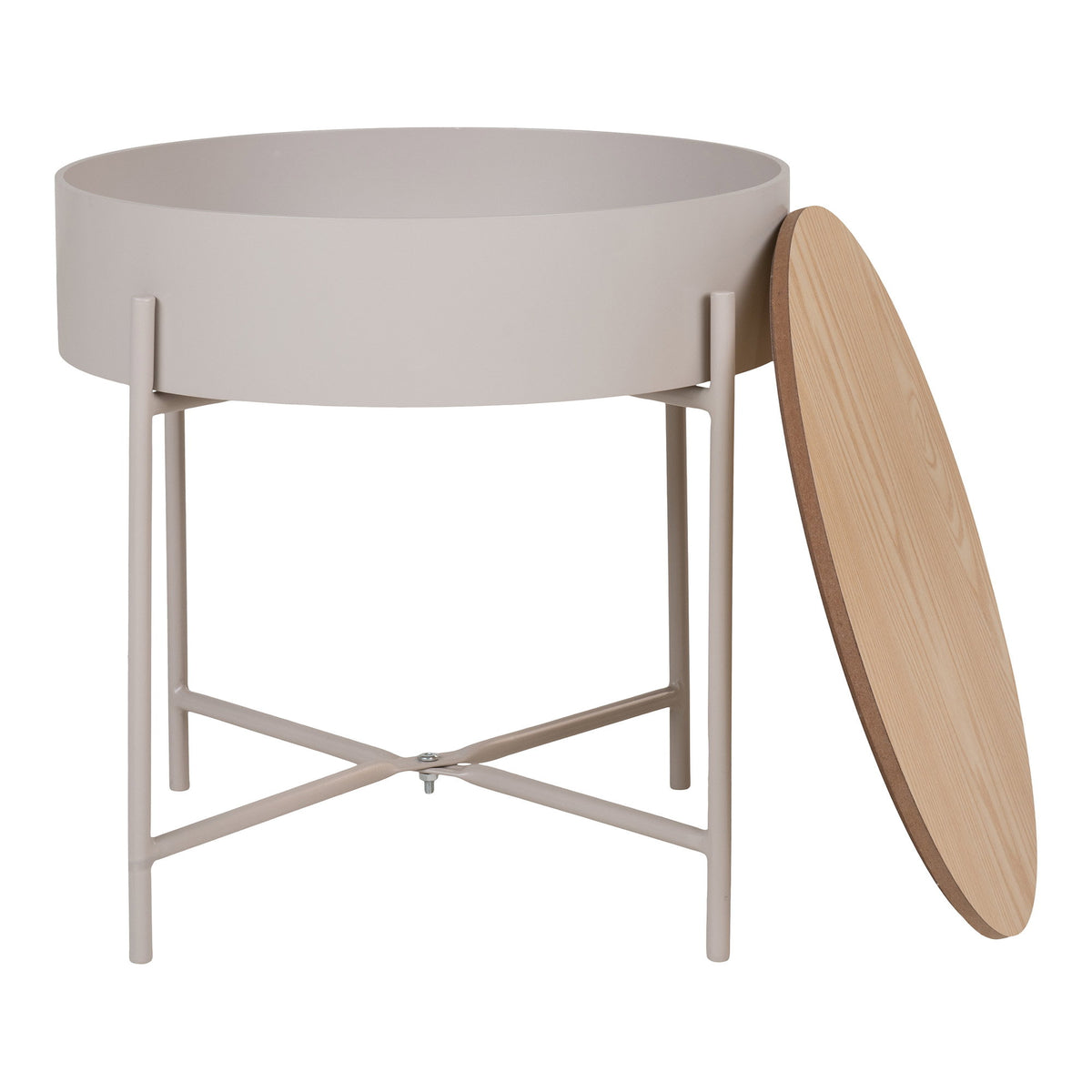 House Nordic, Sisco Runt Sidobord Beige / Natur Ø40 cm