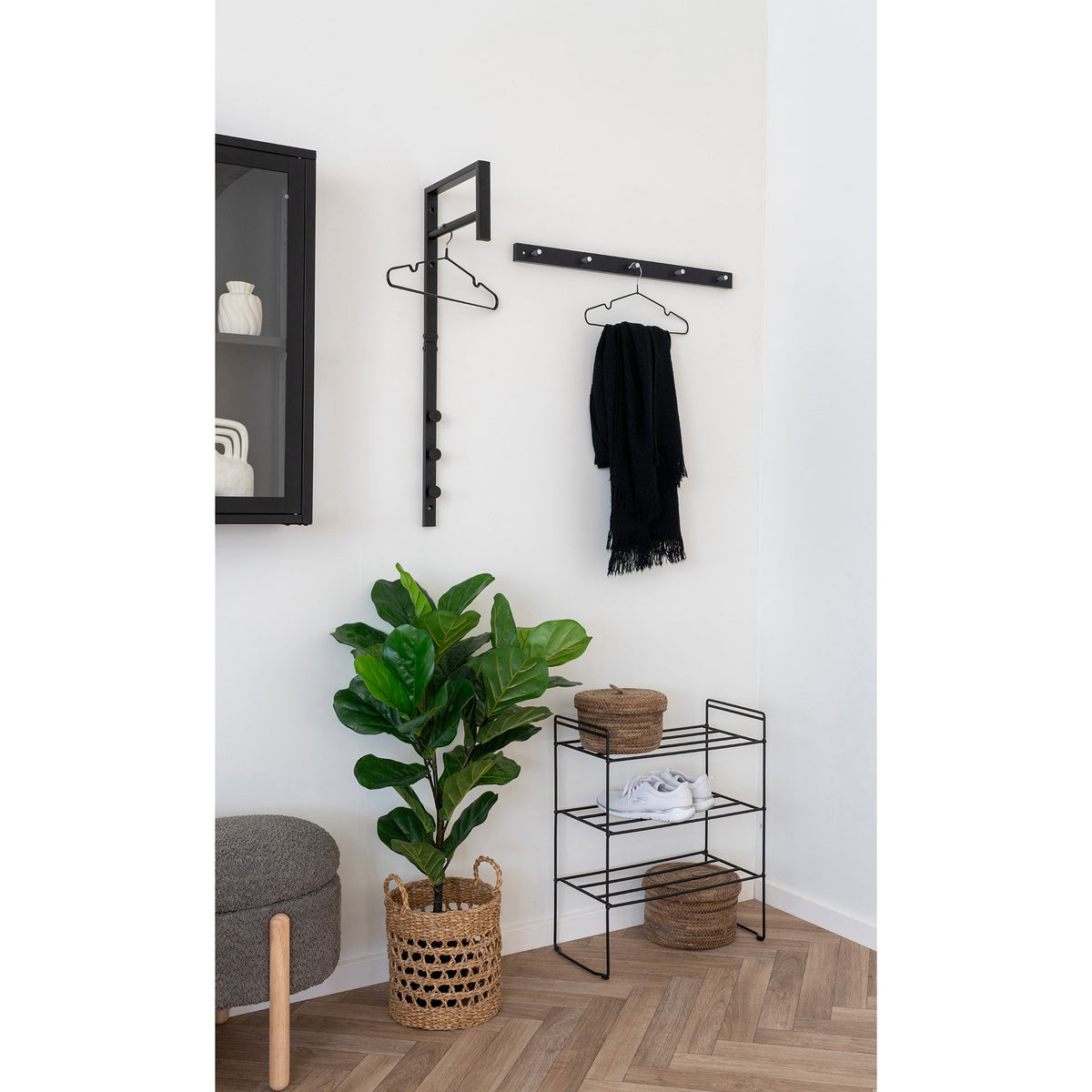 House Nordic, Swansea Skohylla Stål Svart 3 Hyllplan 60 cm