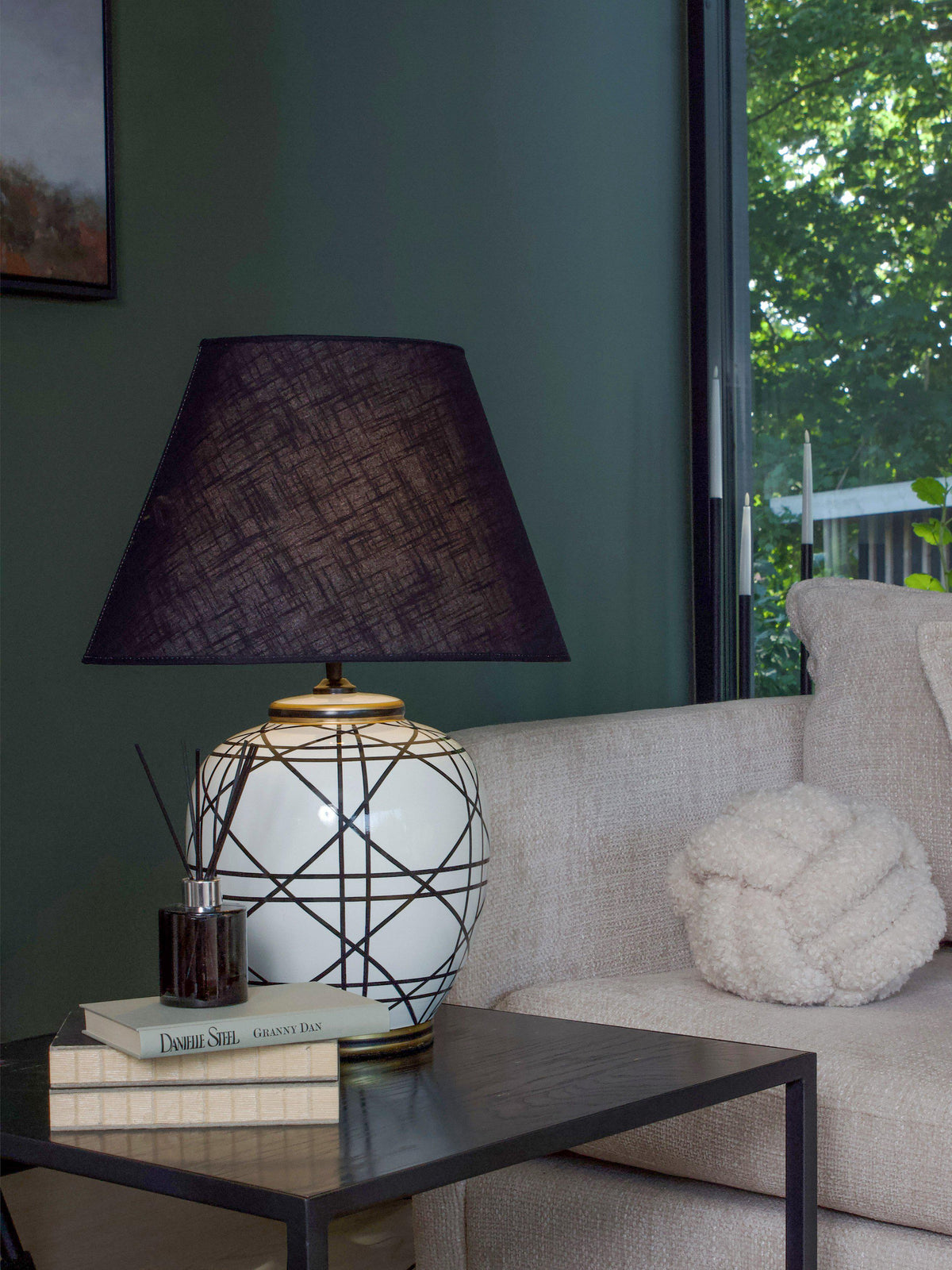 New York Bordslampa – Svartvit 63 cm