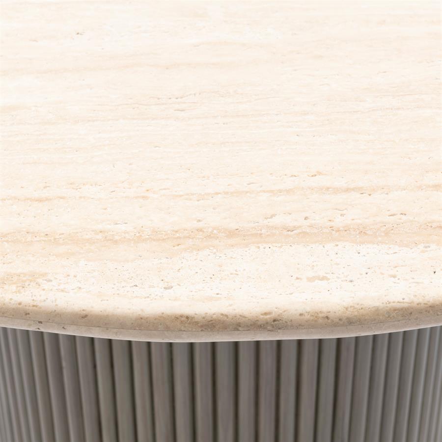 Riviera Maison, Villanova runt matbord i travertin och mangoträ – Beige, Ø 130 cm