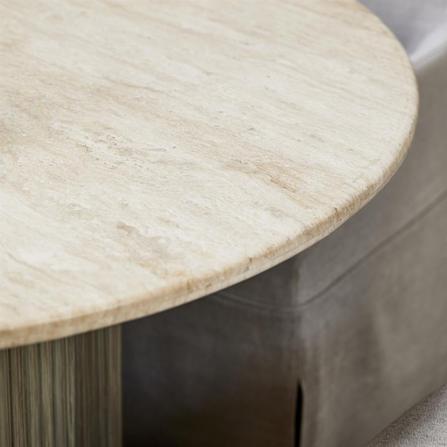 Riviera Maison, Villanova runt matbord i travertin och mangoträ – Beige, Ø 130 cm