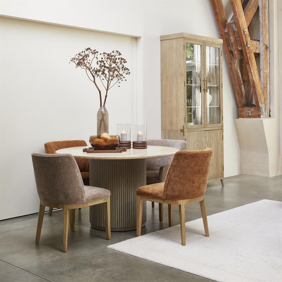 Riviera Maison, Villanova runt matbord i travertin och mangoträ – Beige, Ø 130 cm