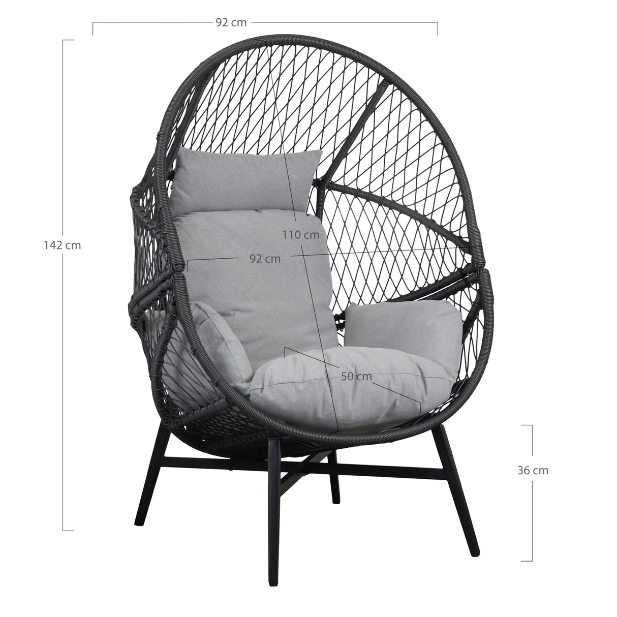 House Nordic, Rosario loungefåtölj – polyrattan, svart, inklusive dynor
