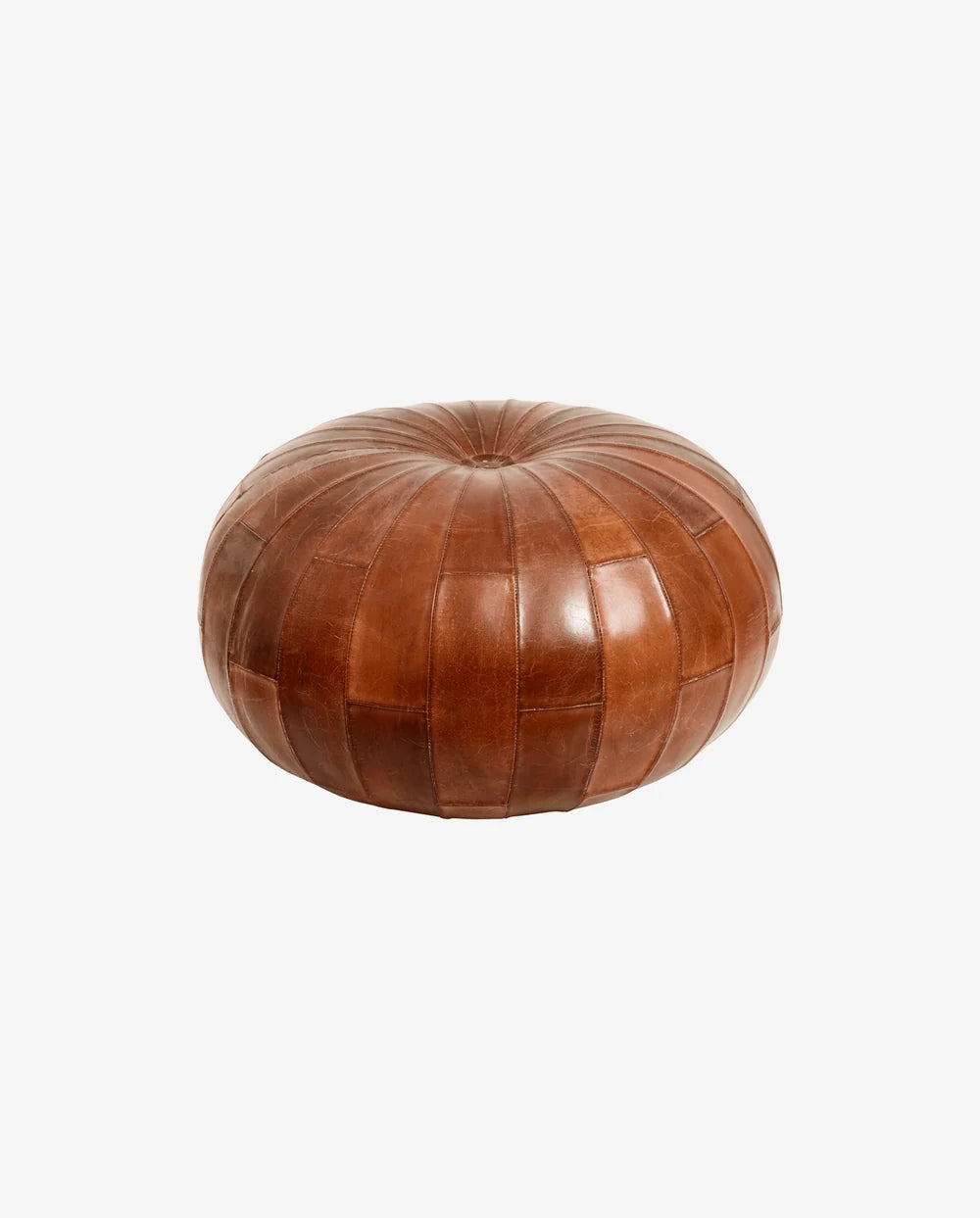 Nordal, RUGBY läderpuff, rund – brun (FÖRBESTÄLL)