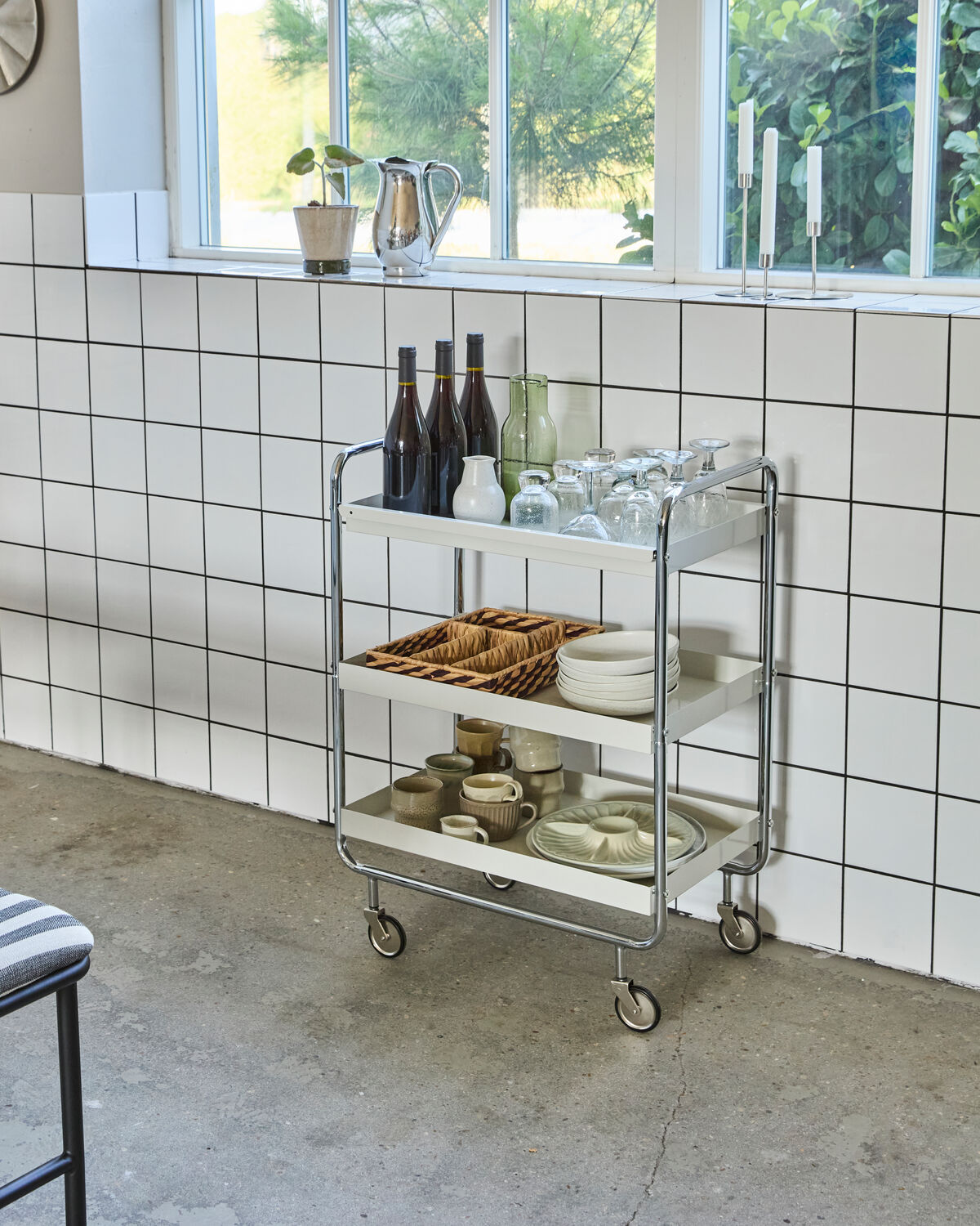 Serveringsvagn, HDRoll, Large, Off-White, Crome