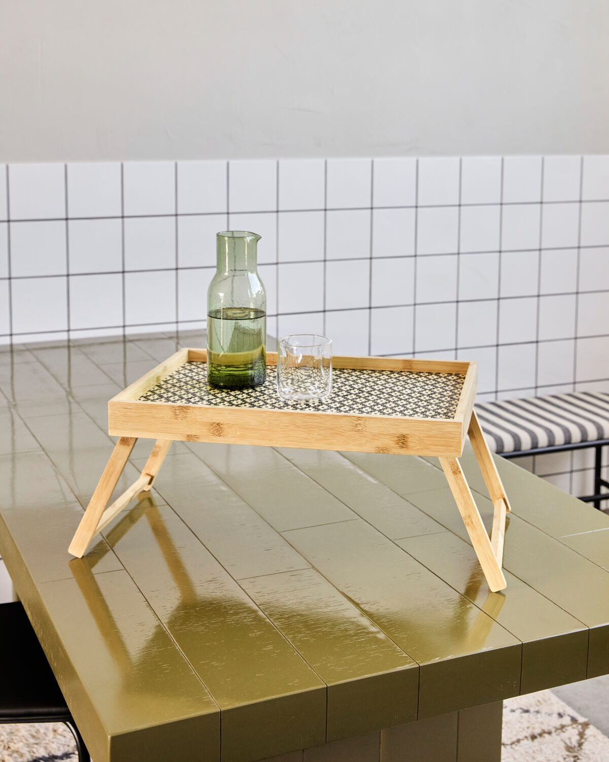 Bricka bord, HDTray, Svart, Natur