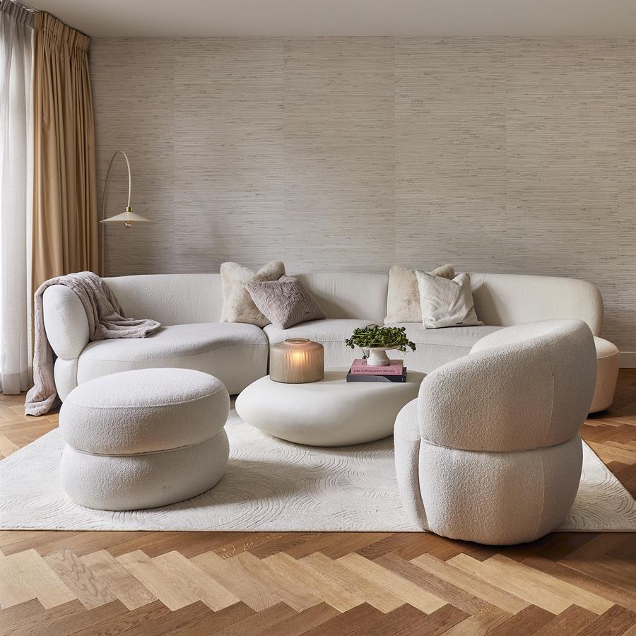 Riviera Maison, San Remo snurrfåtölj i bouclé – Simply White