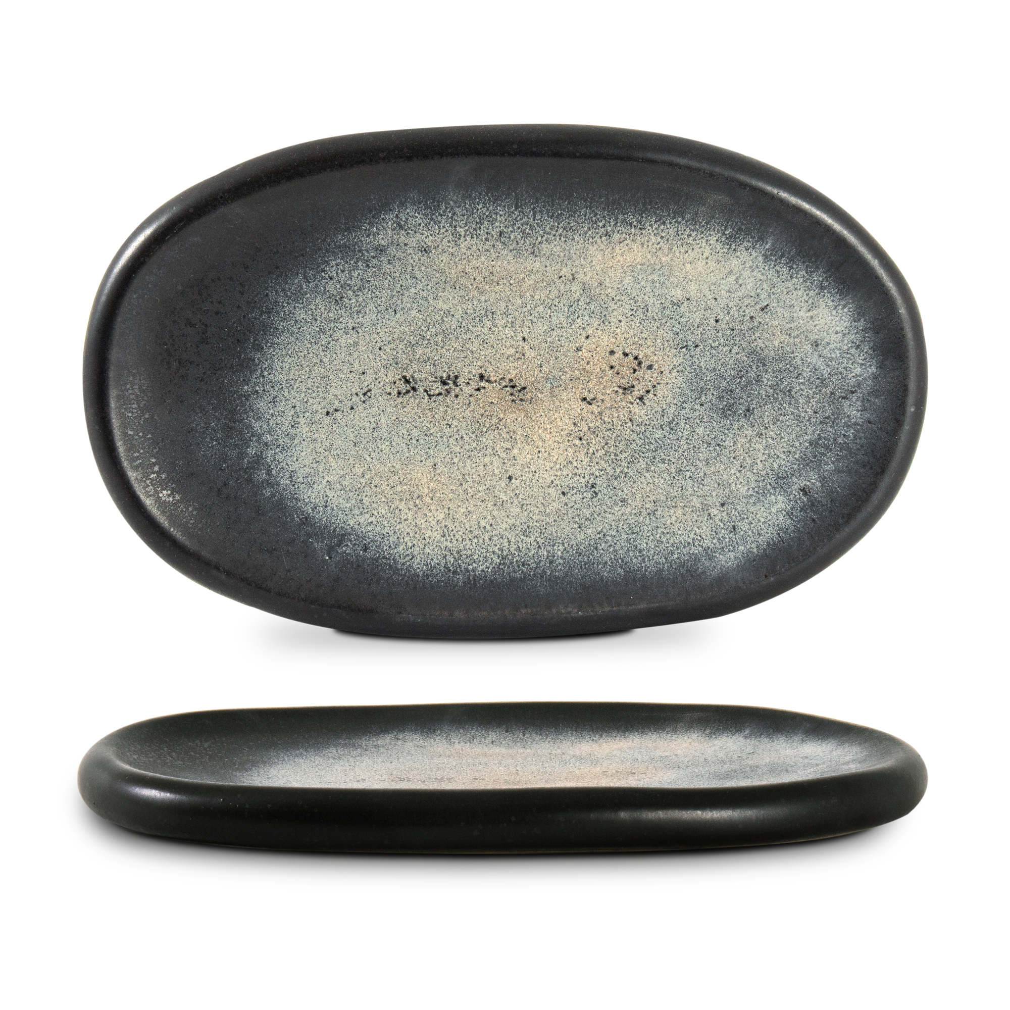 Quartzo grafite - stora fat (set om 4)