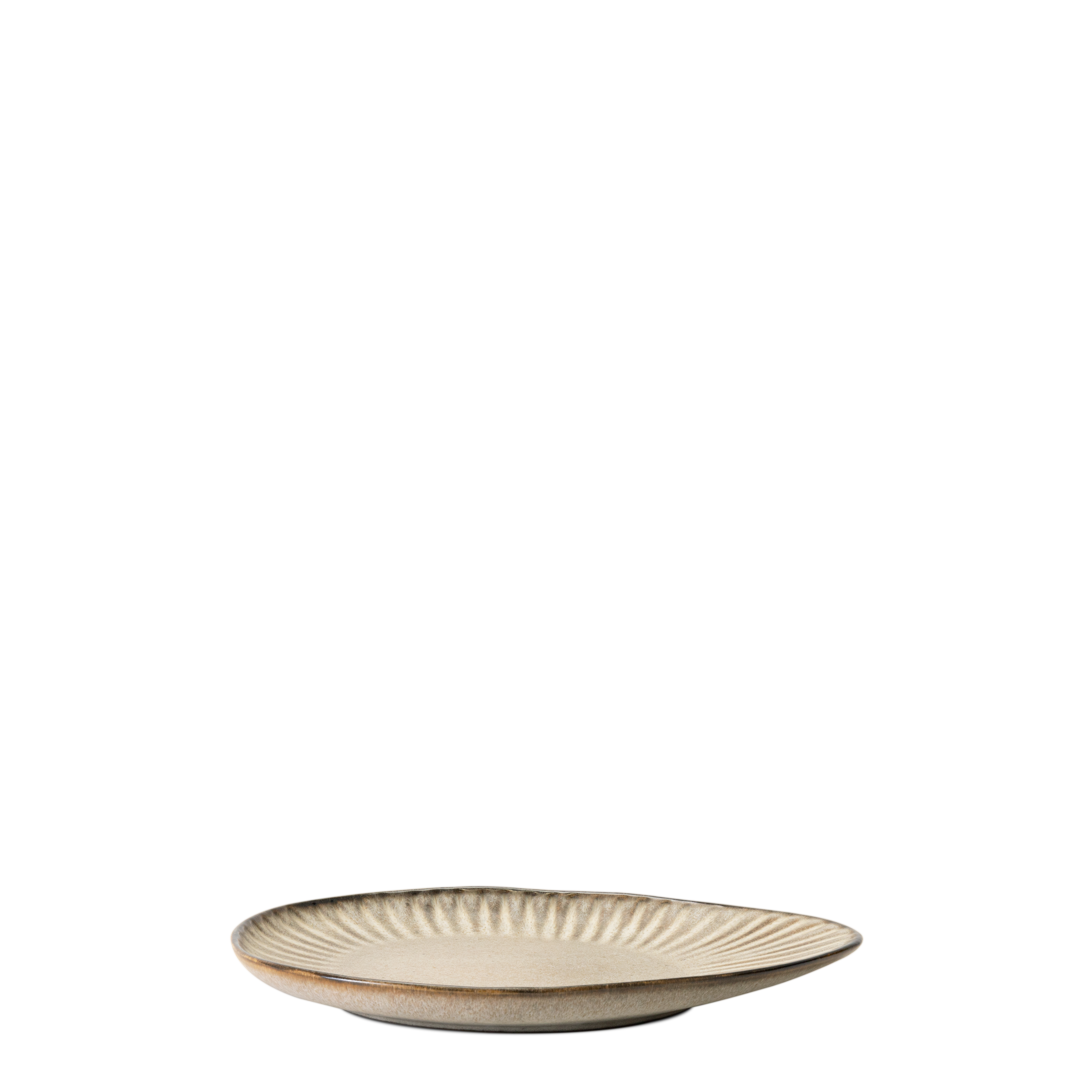 Vieira beige matt asymmetrisk tallrik medium (set om 4)