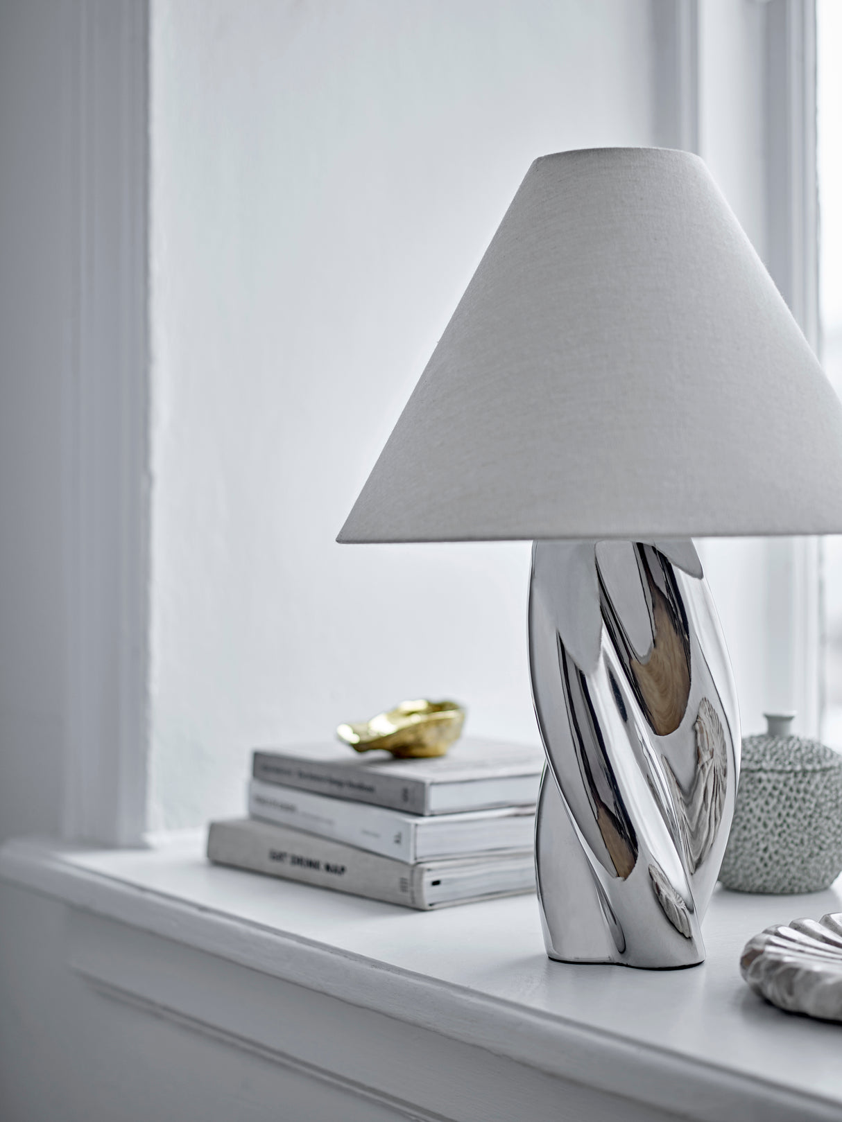 Bloomingville, Silva bordslampa, silver, stengods