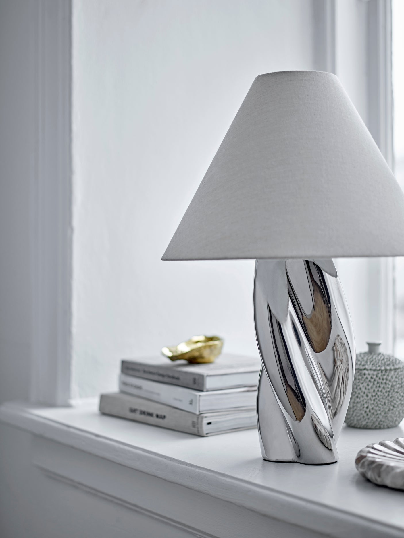 Bloomingville, Silva bordslampa, silver, stengods