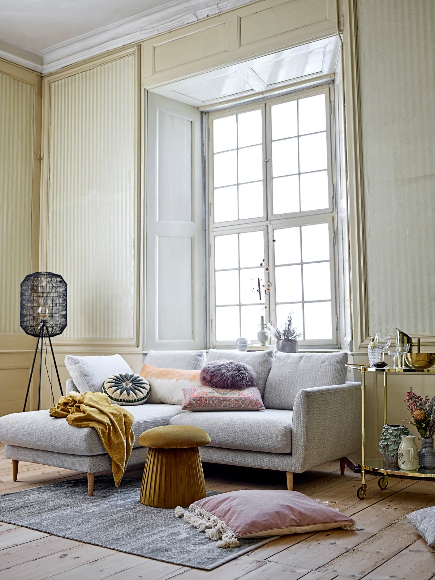 Bloomingvile, Roberta Pouf, gul, polyester
