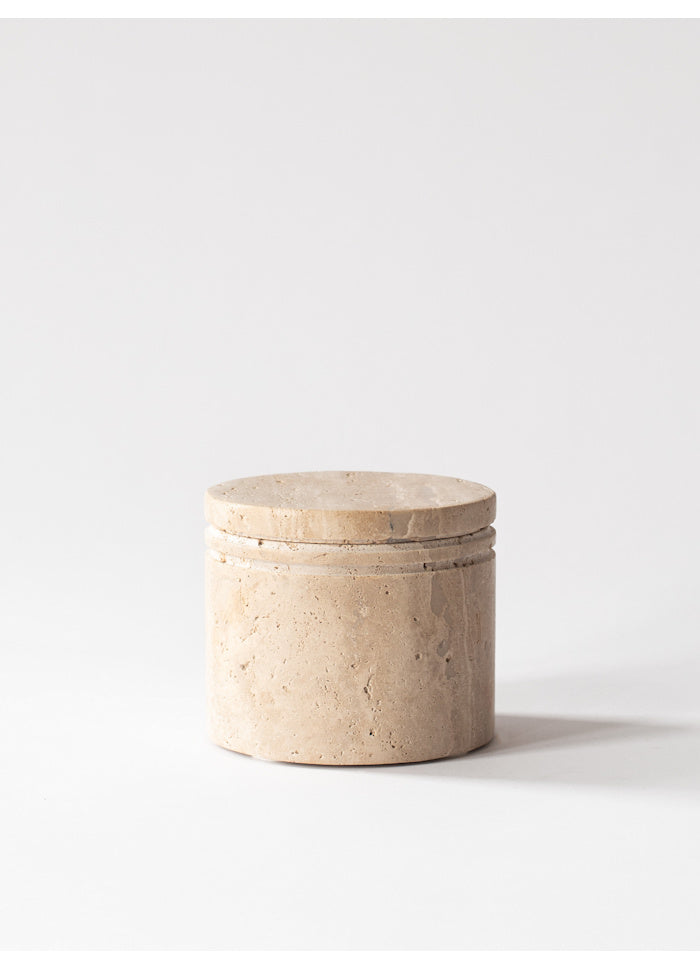 Travertine burk med lock
