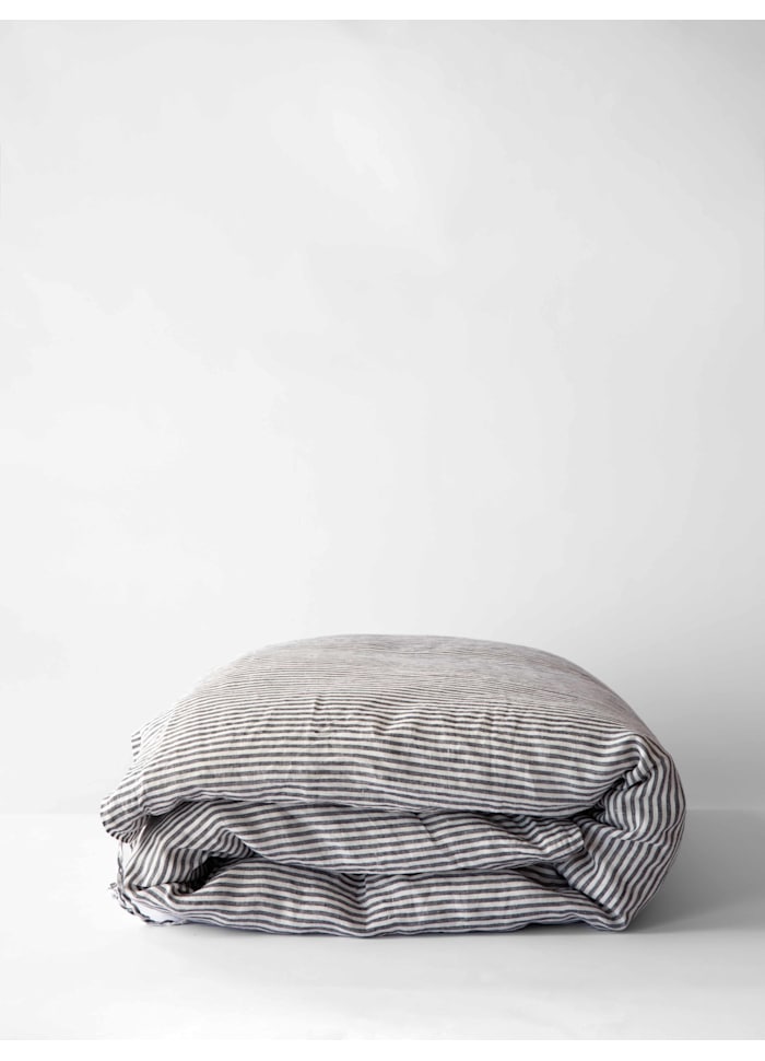 Påslakan linne grey/white, 150x200 cm