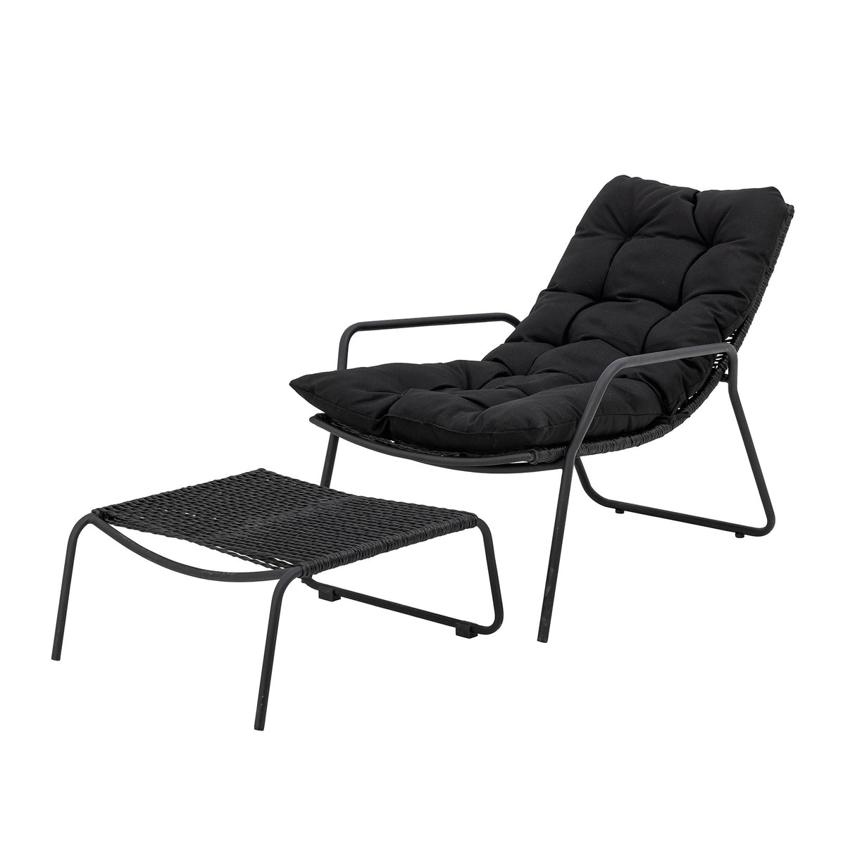 Bloomingville, Boel däckstol med pall, svart, metall ( set om 2)