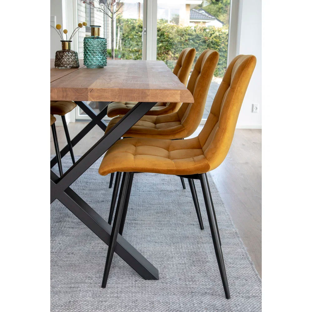 House Nordic, Middelfart Matstol Sammet Senapsgul – set om 2