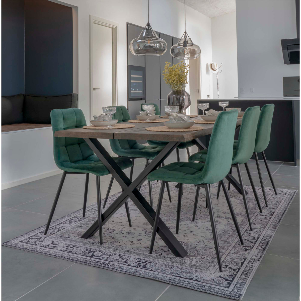 House Nordic, Middelfart Matstol Sammet Mörkgrön – set om 2